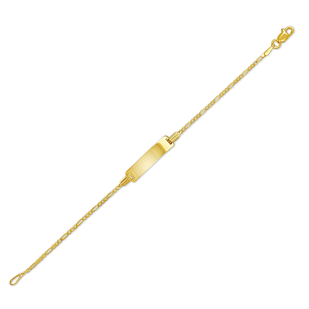 14 Karat Yellow Gold Baby Figaro ID Bracelet