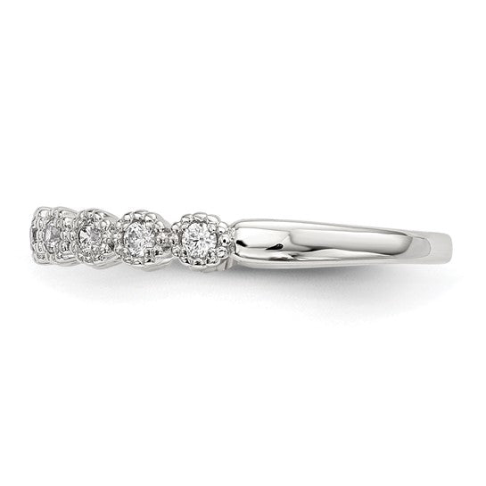 Sterling Silver Cubic Zirconia Wedding Band Ring - Size 6