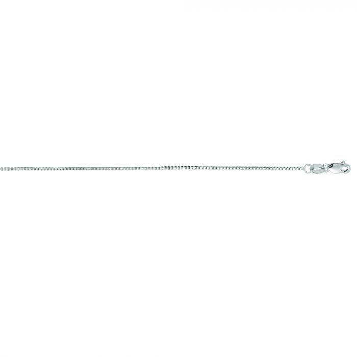 14 Karat White Gold Diamond Cut 0.75mm Box Link 20 inch Chain