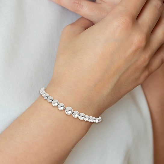 Sterling Silver Adjustable Polished Graduated Bead Bracelet