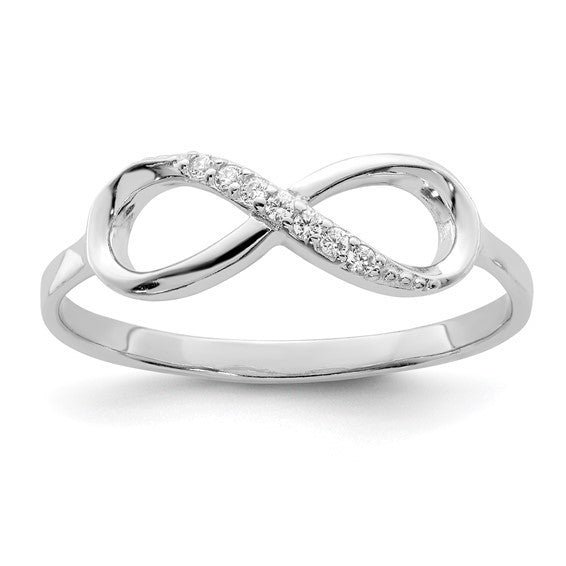 Sterling Silver Infinity Cubic Zirconia Polished Ring - Size 7