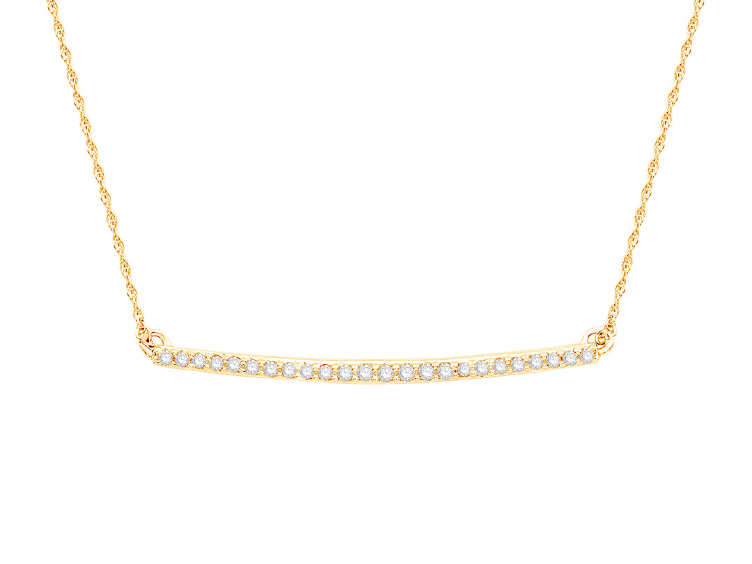 14 Karat Yellow Gold 0.09ct Diamond Bar Pendant