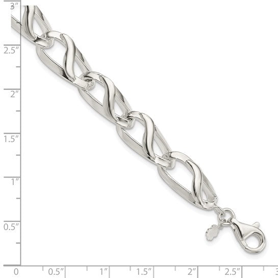 Sterling Silver Fancy Link 7.5 inch Bracelet