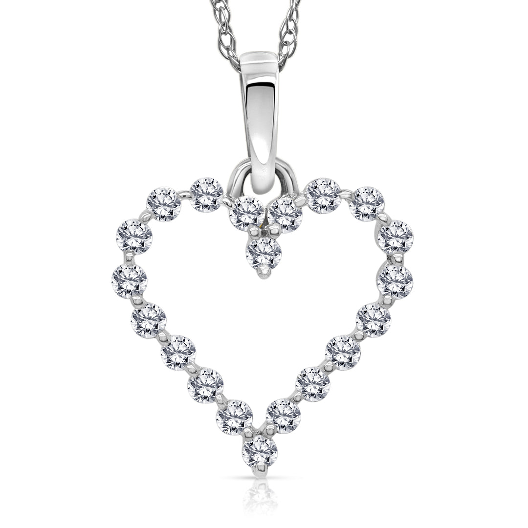 14 Karat White Gold 0.25ct Diamond Heart Pendant