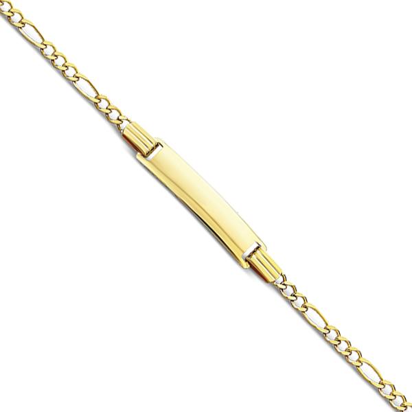 14 Karat Yellow Gold Baby Figaro ID Bracelet