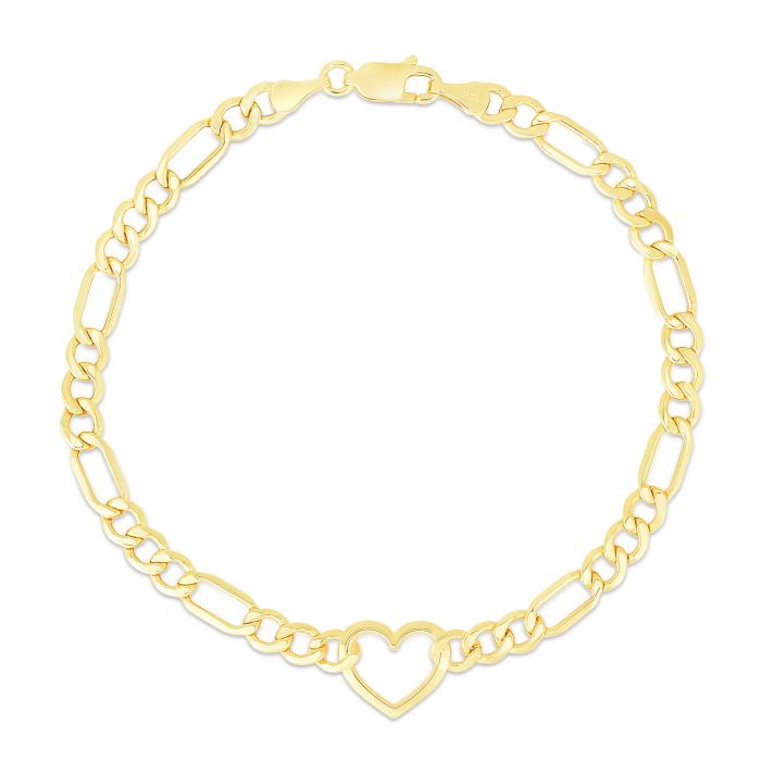 Ladies 14 Karat Yellow Gold Heart Bracelet