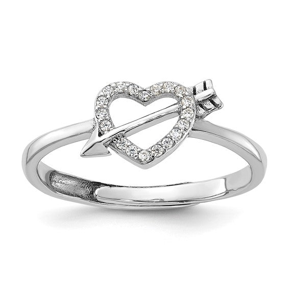 Sterling Silver Heart and Arrow Open Shank Ring