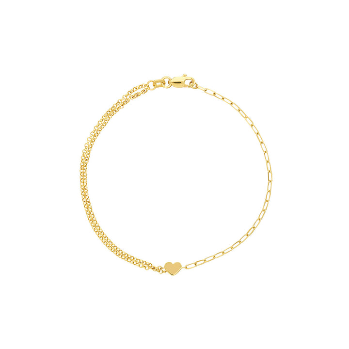 Ladies 14 Karat Yellow Gold Heart Bracelet