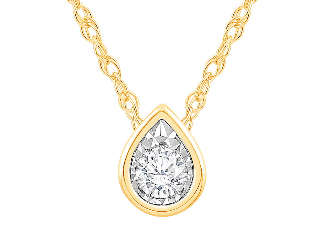 14 Karat Yellow Gold 0.10ct Diamond Drop Pendant