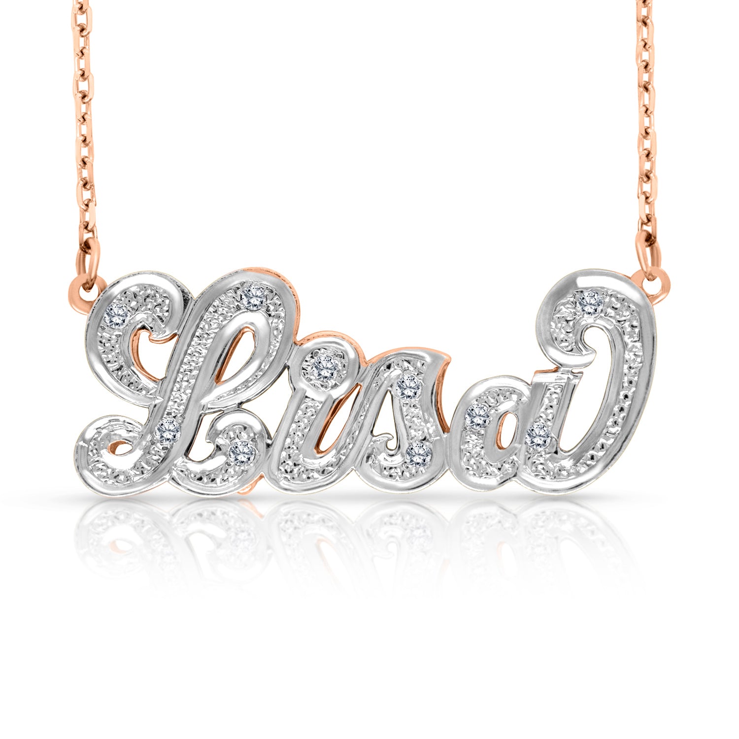 3d diamond deals nameplate necklace